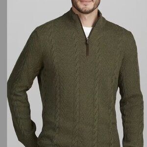Jos. A Bank Tailored Fit 1/4-Zip Cable Knit Sweater